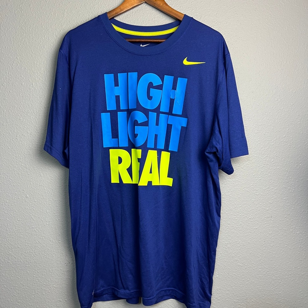 Nike Dri-FIT T-Shirt Highlight‎ Real Large Spellout Athletic Training Tee XL